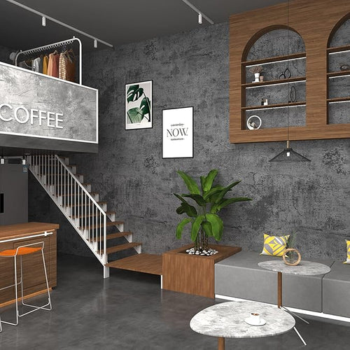 3yecao 31"×591" Extra Wide Thick Blue Grey Black Concrete Wallpaper Peel and by 3YECAO