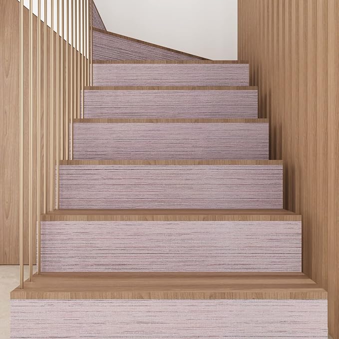 CRE8TIVE Pale Pink Grasscloth Wallpaper Peel and Stick Textured Wallpaper Pink - Image 7