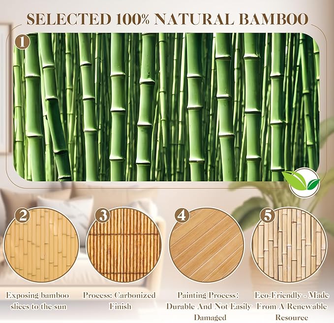 Juexica 2 Pcs Natural Bamboo Wall Panel 36 x 96 Inch Bamboo Covering Renewable - Image 3