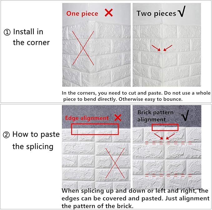 MYOYAY 10 Pcs 3D Wall Panels Peel and Stick 27.5 x 30.3 Inch White Brick - Image 5