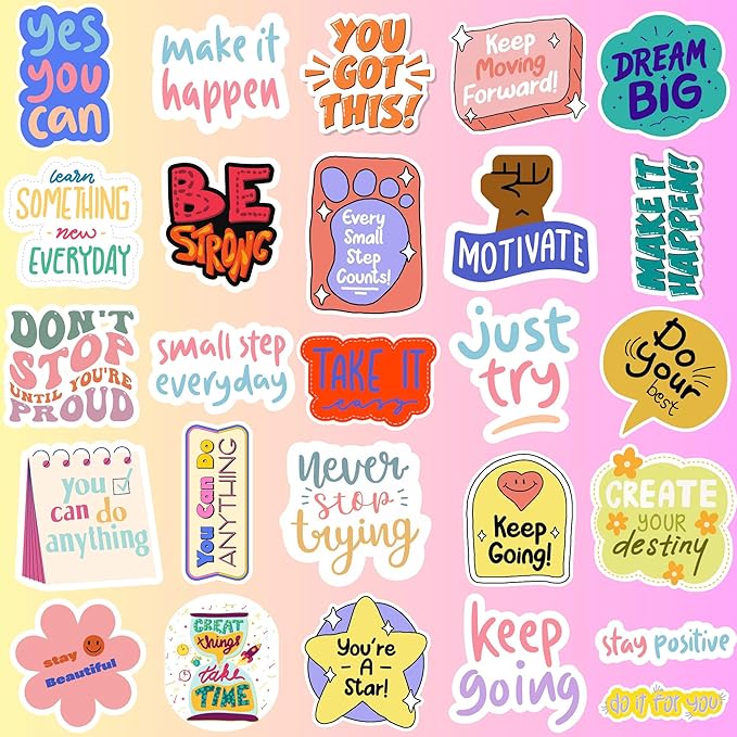 Motivational Stickers - Vinyl Inspirational Stickers for Water Bottle Laptop Decal Positive Qoute Encouraging Stickers Afirmations Encouragement Encouraging Gift Idea for Student Kids Teen