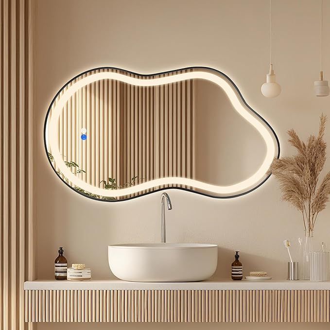 Dorlicecass Irregular Led Bathroom Mirror- Black 26"x46" Single Piece Vanity - Image 2
