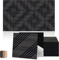 Mollywell Acoustic Panels, PVC Wood-Grain Decor, 12x12 Inch Carved Pattern by Mollywell