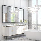 TETOTE 60 x 36 Inch Bathroom Mirror, Matte Black Metal Frame Modern Farmhouse - Image 8