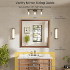 40x38 Inch Bathroom Mirror for Wall, Anti-Rust Walnut Wood Grain Metal Framed - Image 2