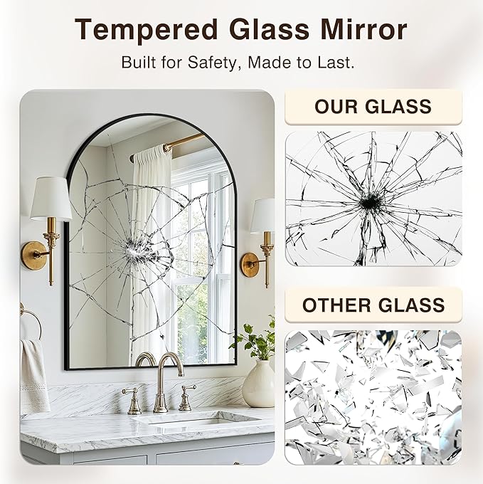 Vanity Bathroom Mirror for Wall, 2 Pack 36”x24” Arched Bathroom Mirror for Over - Image 5