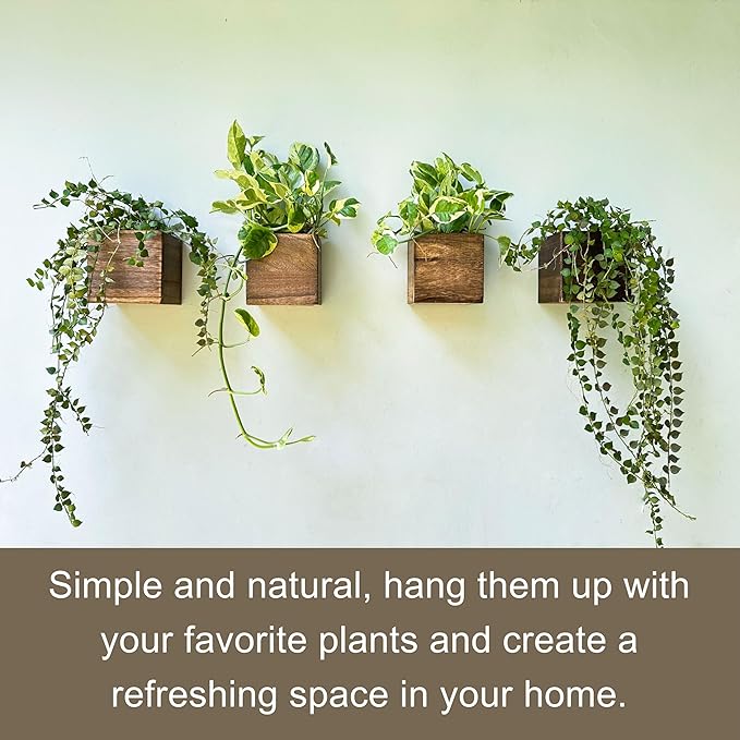 LaLaGreen Wood Planter Box for Plants Small Square Wall Planters for Indoor - Image 9