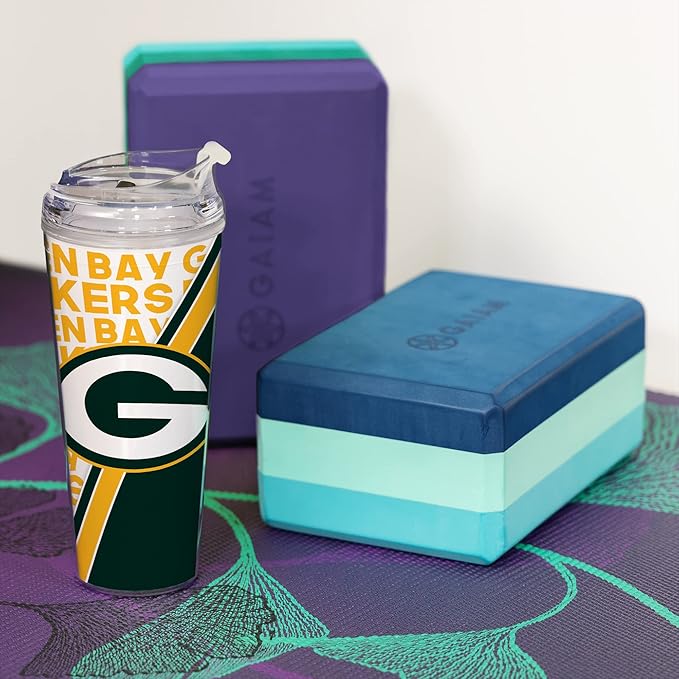 NFL Football 24oz Acrylic Tumbler with Hinged Lid, Officially Licensed Double Wall Tumbler for NFL Fans