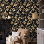 Simon&Siff Vintage Wallpaper Peel and Stick Black Gold Floral Wallpaper - Image 6