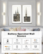 Rayogale Rechargeable Battery Operated Wall Sconce Set of Two, 24 Inch - Image 2