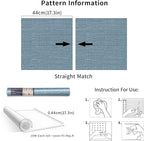 Simon&Siff Grey Blue Textured Grasscloth Peel and Stick Wallpaper 17.7"x394" - Image 8