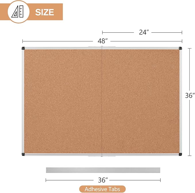 Cork Board Bulletin Board 36 x 48, Foldable Office Board - Image 4