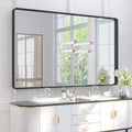 TETOTE 60 x 36 Inch Bathroom Mirror, Matte Black Metal Frame Modern Farmhouse by TETOTE