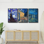 Wieco Art Black Framed 3 Panels Canvas Prints of Vincent Van Gogh Paintings - Image 4