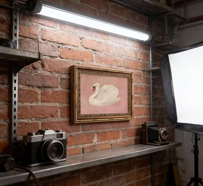 Vintage Gold Framed Wall Art Retro White Swan Cottagecore Canvas Print Neutral - Image 5