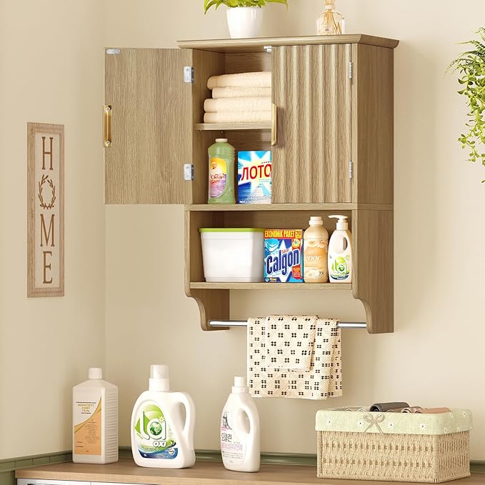 TEENFON Fluted Bathroom Wall Cabinet - Image 2