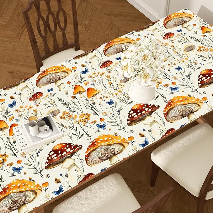 BOKEBEVE Mushroom Peel and Stick Wallpaper Beige Colorful Floral Contact Paper - Image 6