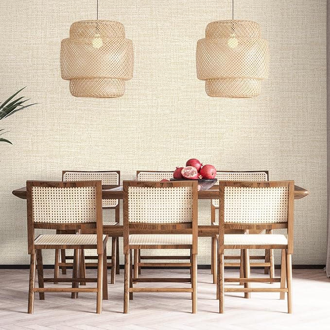 Beige Grasscloth Peel and Stick Wallpaper 17.3"x160" Faux Linen Textured - Image 8