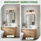 DORESshop 17 Inch Bathroom Light Fixtures, 3-Light Oak Bathroom Lighting - Image 6