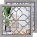 Wocred 2 PCS Square Wall Mirror, Gorgeous Rustic Farmhouse Accent Mirror by Wocred