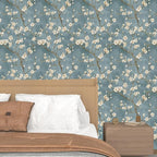 Vintage Floral Wallpaper Peel and Stick Blue White Flowers Contact Paper Vinyl - Image 7