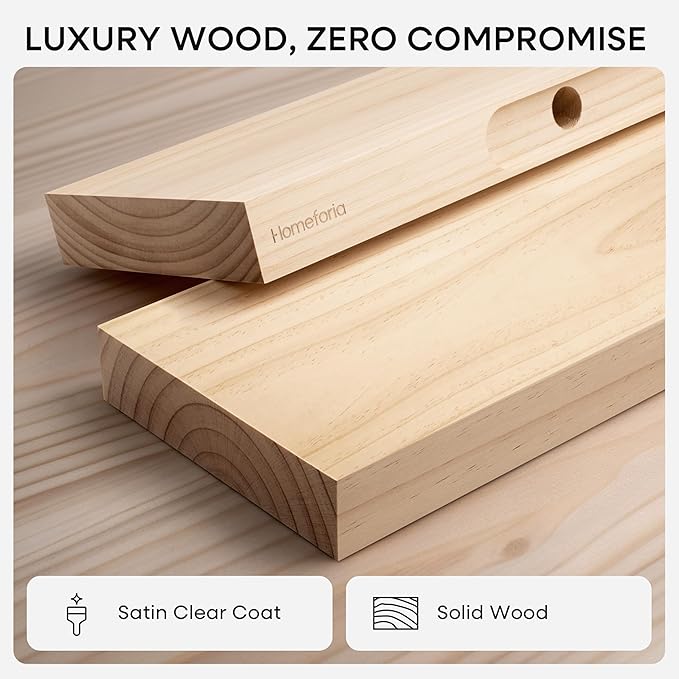Homeforia 30 inch Natural Floating Shelf, High End Solid Real Wood 30inch Small - Image 4