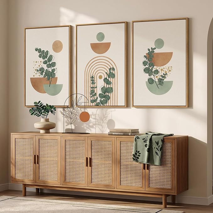 Large Framed Abstract Boho Wall Art - Image 3