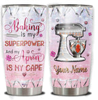 WAZONE Personalized Baking Tumbler With Lid 20oz 30oz Custom Name Jewelry Style Vacuum Insulated Cup Novelty Travel Mug Pastry Chef Cooking Themed Gifts For Cute Baker Women Who Love To Bake