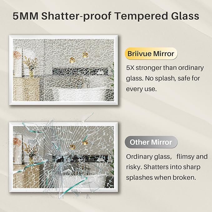 48x36 Inch White Bathroom Mirror - Image 8