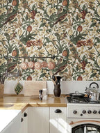 Erfoni 17.3" x197" Beige Retro Floral and Bird Contact Paper Vintage Peel and - Image 2
