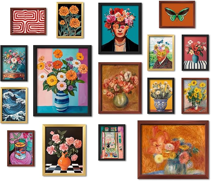 16 PCS Framed Eclectic Wall Art Decor, Mid Century Modern Maximalist Home by ANERZA
