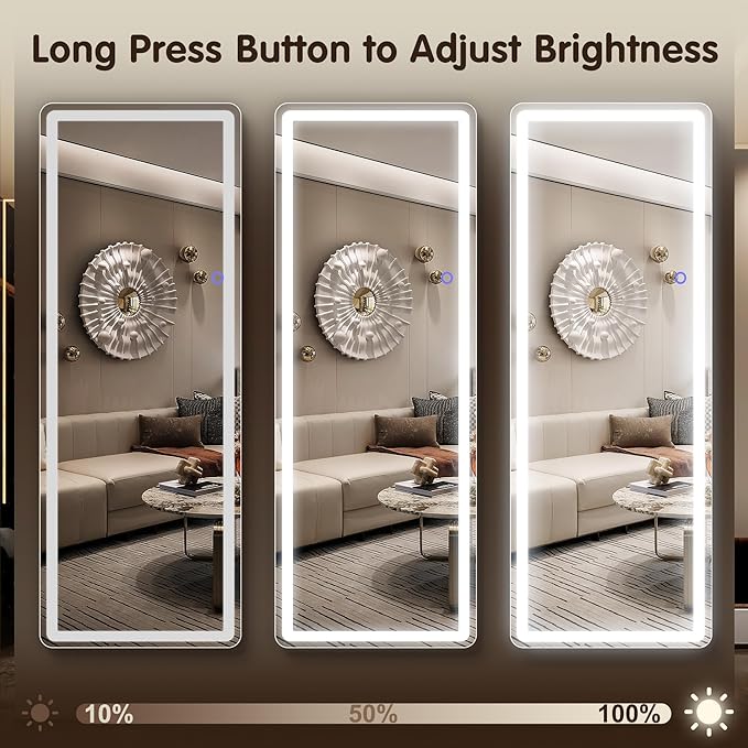 FENNIO Full Length Mirror with Lights, Free Standing Lighted Floor Mirror - Image 7