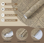 Toduso Peel and Stick Wallpaper Vintage Wall Paper Boho Contact Paper Brown - Image 2