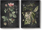 Large Framed Vintage Botanical Wall Art Set of 2, Rustic Retro Dark Floral - Image 9