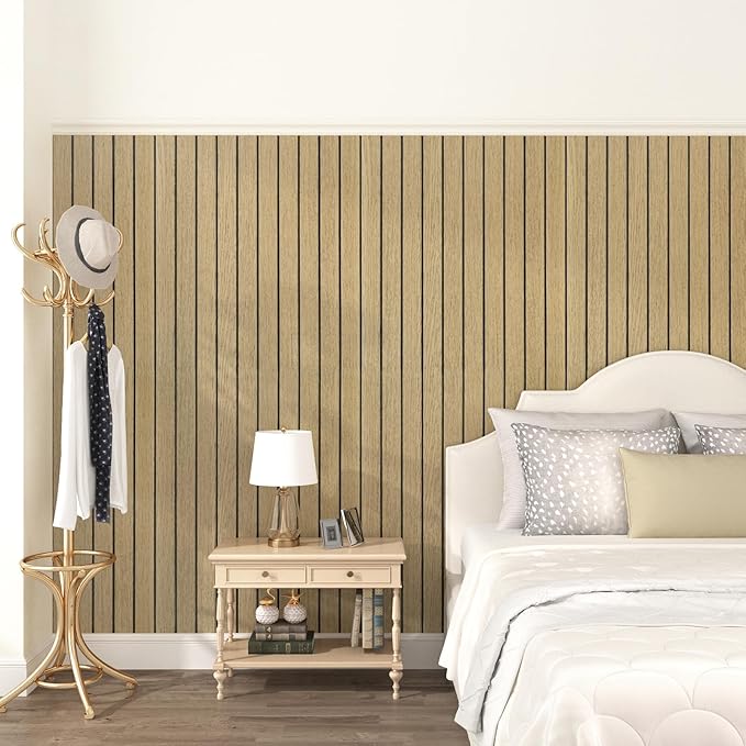 Oak Brown Wood Wall Panels Peel and Stick Fluted Slat Wall Paneling Flexible - Image 4