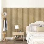 Oak Brown Wood Wall Panels Peel and Stick Fluted Slat Wall Paneling Flexible - Image 4