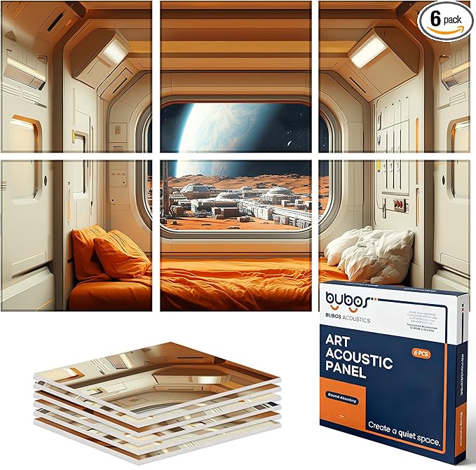 BUBOS 6 Pack Self-Adhesive Acoustic Wall Panels, 70.8" x 47.2" Sound Panels by BUBOS
