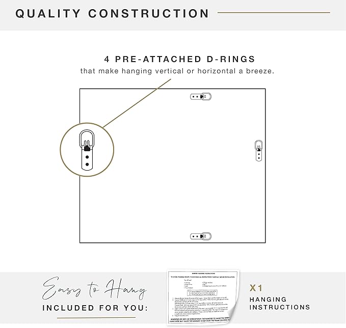 MCS Ezra 28.66x49.66 Large Wall Mirror, Vertical & Horizontal Wall Hanging - Image 4