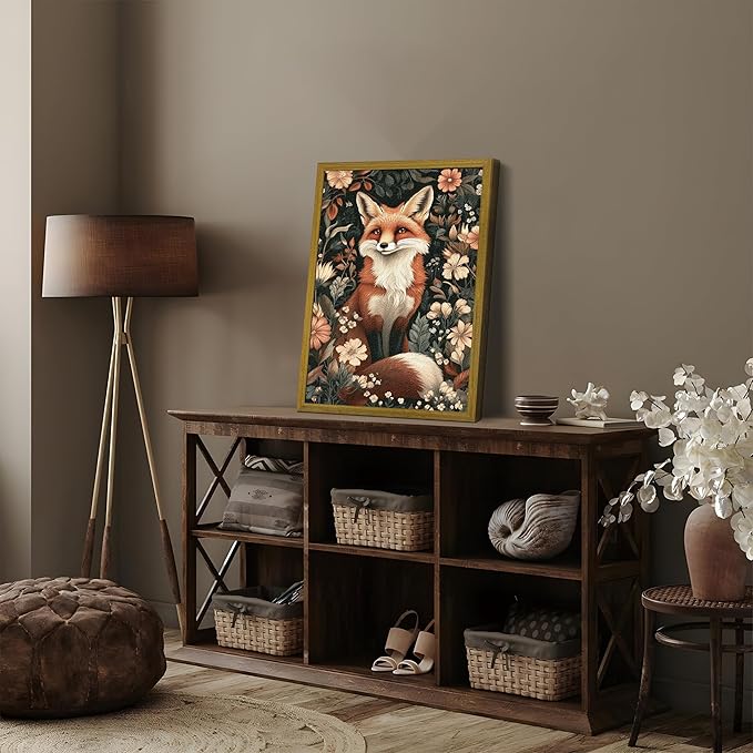 Framed 3D Textured Vintage Wall Art, Hand Drawn Sandstone Fox Wall Decor - Image 2