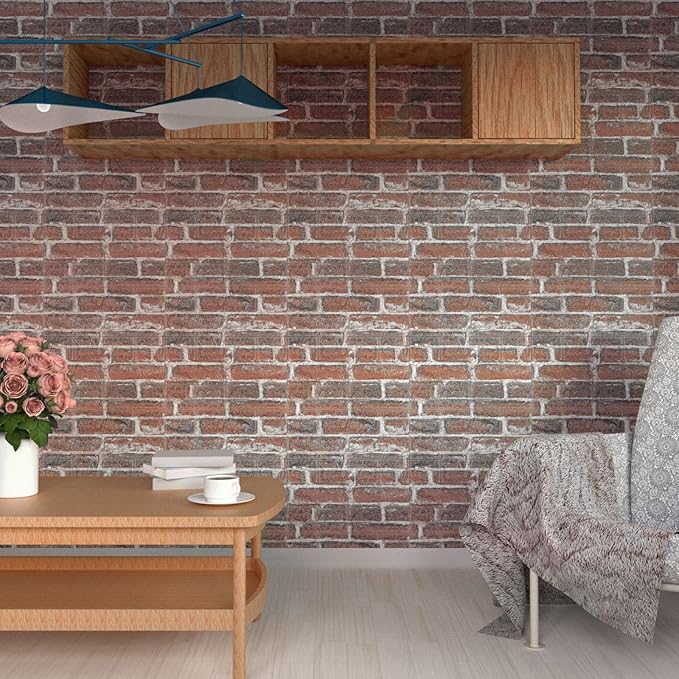 3D Wall Panels Peel and Stick in Red White Stone, Faux Brick Wall Panels - Image 5