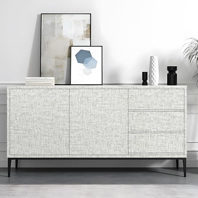 Grey Grasscloth Peel and Stick Wallpaper, Vintage Textured Contact Paper 15.75" - Image 7