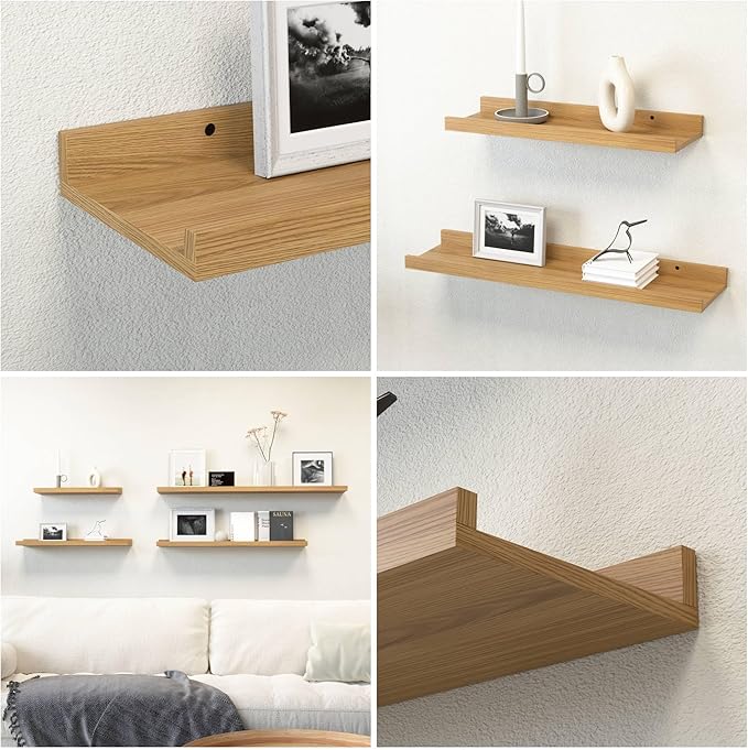 Boswillon 35.3 Inches Long Floating Shelves, 2 Set Rustic Wall Shelf - Image 5