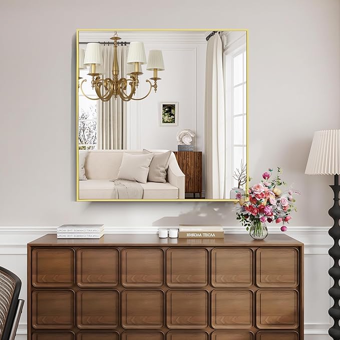 KOCUUY Gold Bathroom Mirror, HD Tempered Glass, Anti-Rust Frame, Modern Design - Image 3