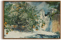 OIQArtOIQ Framed Vintage Landscape Wall Art Orange Trees Still Life Oil by OIQArtOIQ