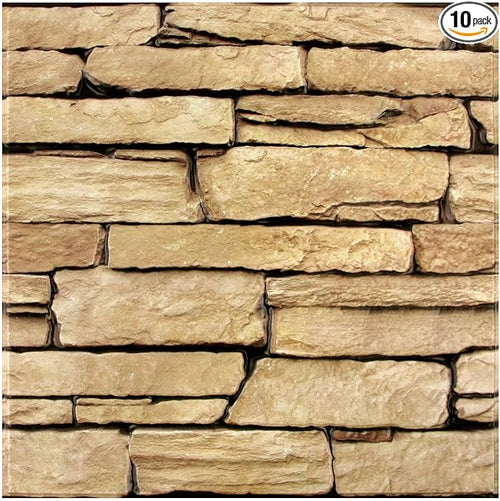 3D Peel and Stick Faux Stone Wall Panels 11.8" x 11.8" 10-Pack, Stone-Look Wall by SMOOSTIKCDECOR