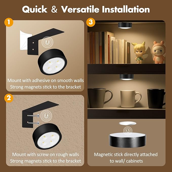 3Pcs Picture Lights for Wall Battery Operated, Magnetic Led Painting Light - Image 8