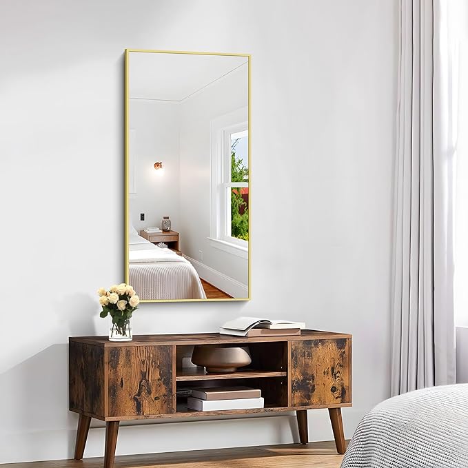 KOCUUY Gold Bathroom Mirror, HD Tempered Glass, Anti-Rust Frame, Modern Design - Image 4