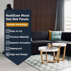 NeatiEase Wood Panels for Wall, 4-Piece 96" x 12.6" Soundproof Wood Slat Wall - Image 3