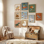 tgguytiy Kids Room Wall Art Set of 9 Cute Cartoon Animal Canvas Prints Nursery - Image 2