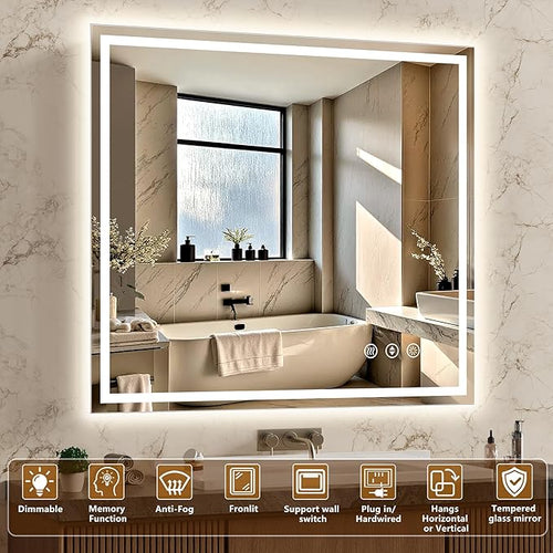 40x36 Inch LED Lighted Bathroom Mirror - Image 2